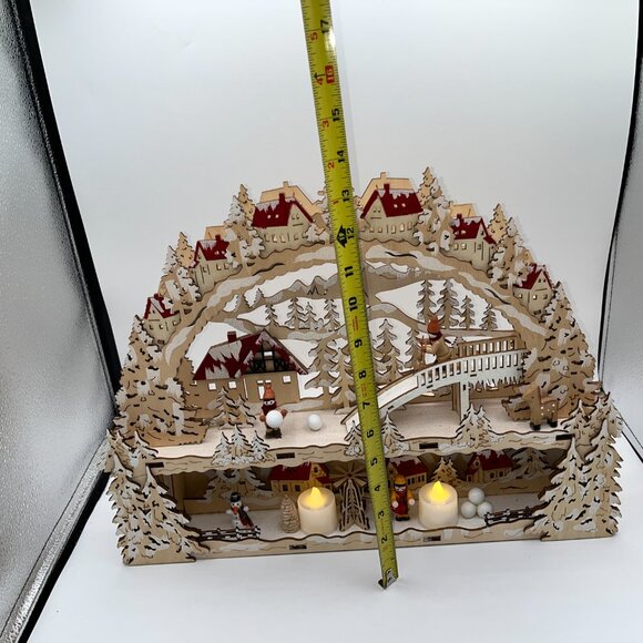 Wooden Cutout Candle Arch Christmas Lighted Holiday Display Snowman Snowball - Picture 5 of 15